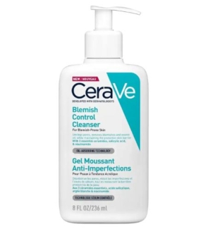 CeraVe, Blemish Control Cleanser, nettoyant visage, acné, points noirs, exfoliant, contrôle brillance, peaux sensibles